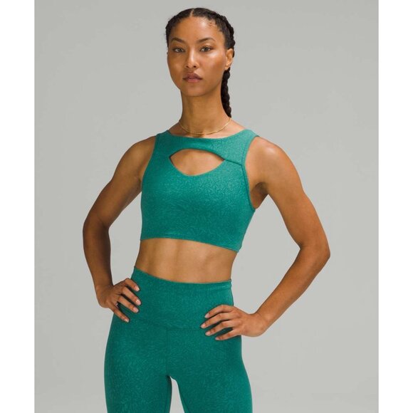 Lululemon Everlux Cut-Out Teal Medium Support Train Workout Sports Bra Women's 8 - Picture 3 of 7